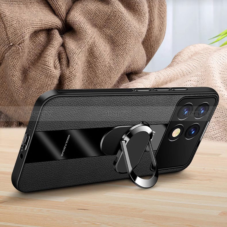 Funda Silicona Goma de Cuero Carcasa con Magnetico Anillo de dedo Soporte PB2 para Xiaomi Redmi K70 5G