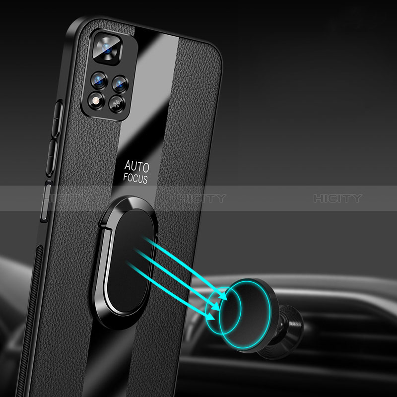 Funda Silicona Goma de Cuero Carcasa con Magnetico Anillo de dedo Soporte PB2 para Xiaomi Redmi Note 11 5G