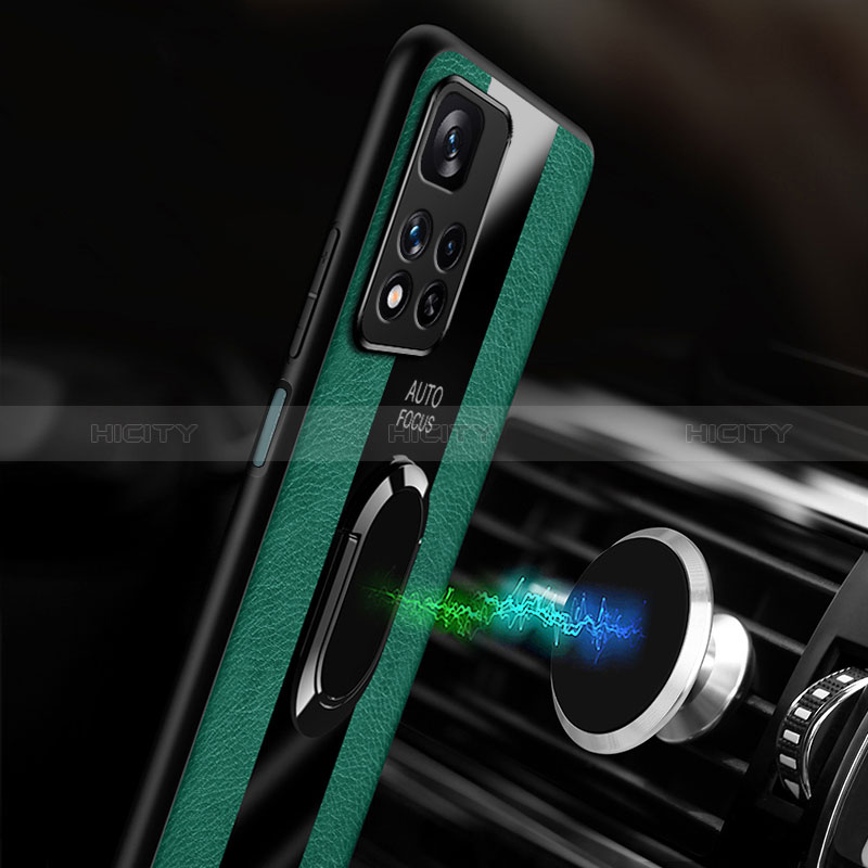 Funda Silicona Goma de Cuero Carcasa con Magnetico Anillo de dedo Soporte PB2 para Xiaomi Redmi Note 11 Pro+ Plus 5G