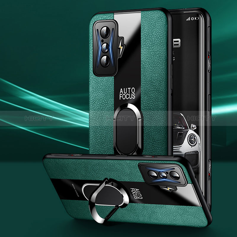 Funda Silicona Goma de Cuero Carcasa con Magnetico Anillo de dedo Soporte PB3 para Xiaomi Redmi K50 Gaming AMG F1 5G Verde