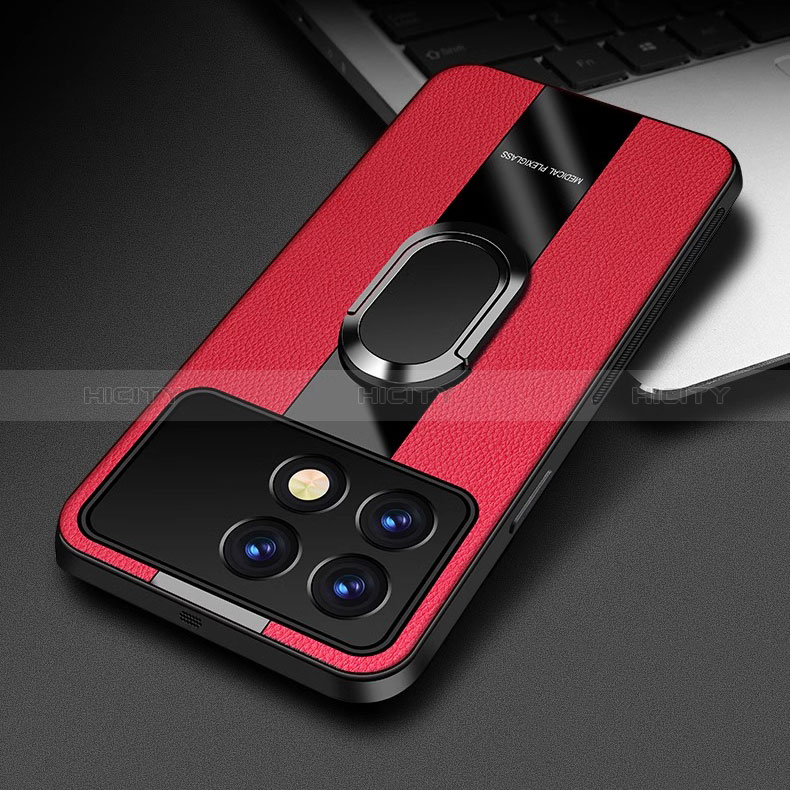 Funda Silicona Goma de Cuero Carcasa con Magnetico Anillo de dedo Soporte PB3 para Xiaomi Redmi K70 5G