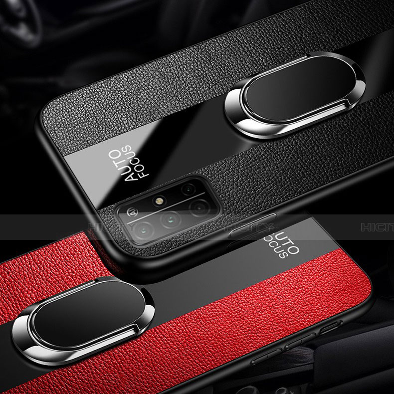 Funda Silicona Goma de Cuero Carcasa con Magnetico Anillo de dedo Soporte S01 para Huawei Honor 30S