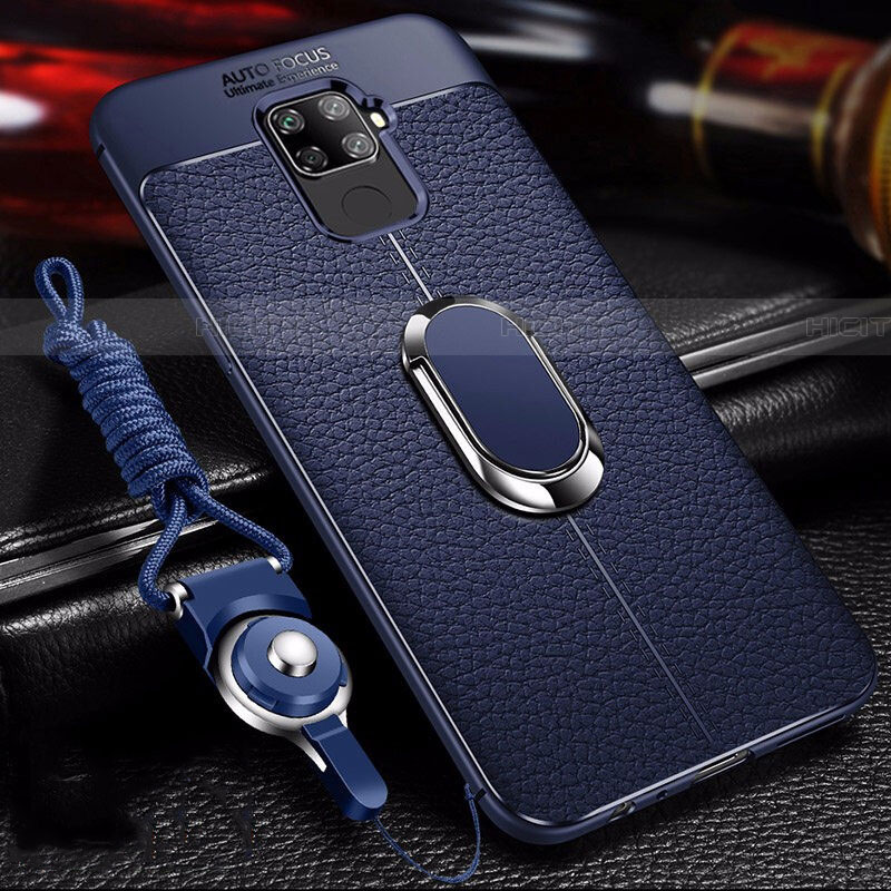 Funda Silicona Goma de Cuero Carcasa con Magnetico Anillo de dedo Soporte S01 para Huawei Nova 5i Pro