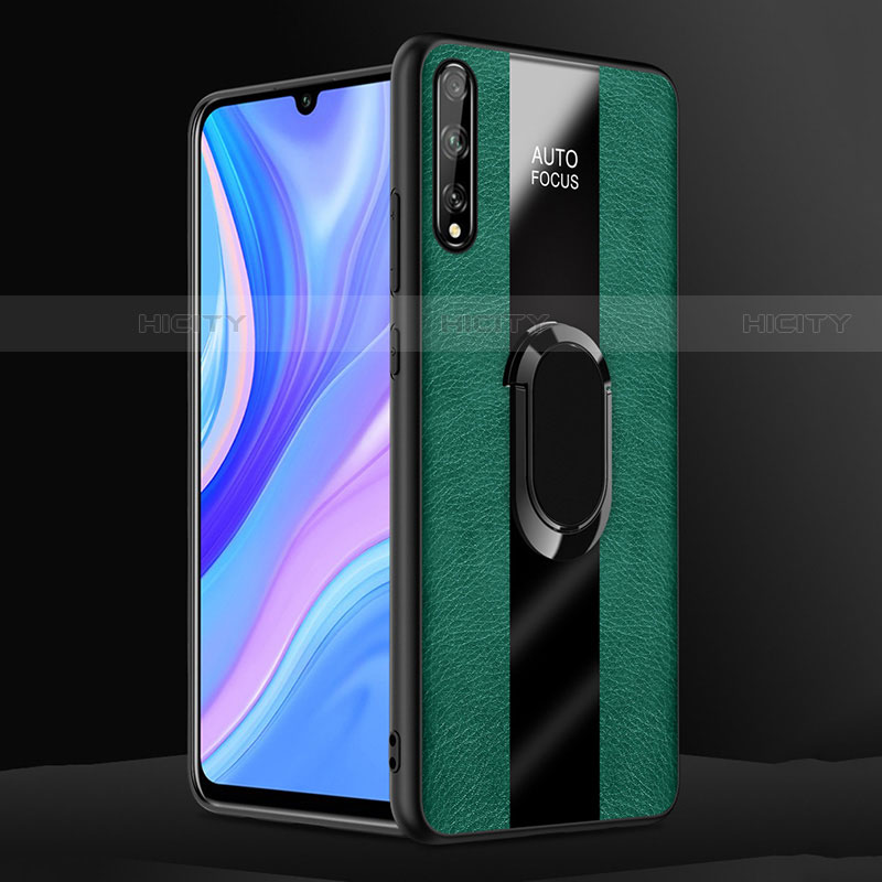 Funda Silicona Goma de Cuero Carcasa con Magnetico Anillo de dedo Soporte S01 para Huawei P smart S