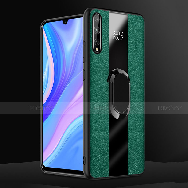 Funda Silicona Goma de Cuero Carcasa con Magnetico Anillo de dedo Soporte S01 para Huawei Y8p