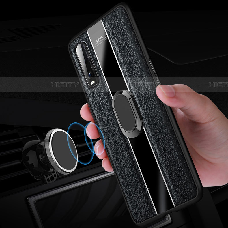 Funda Silicona Goma de Cuero Carcasa con Magnetico Anillo de dedo Soporte S01 para Oppo Find X2