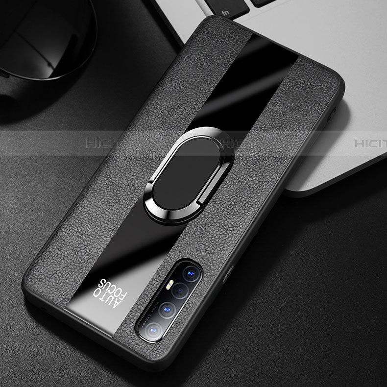 Funda Silicona Goma de Cuero Carcasa con Magnetico Anillo de dedo Soporte S01 para Oppo Find X2 Neo