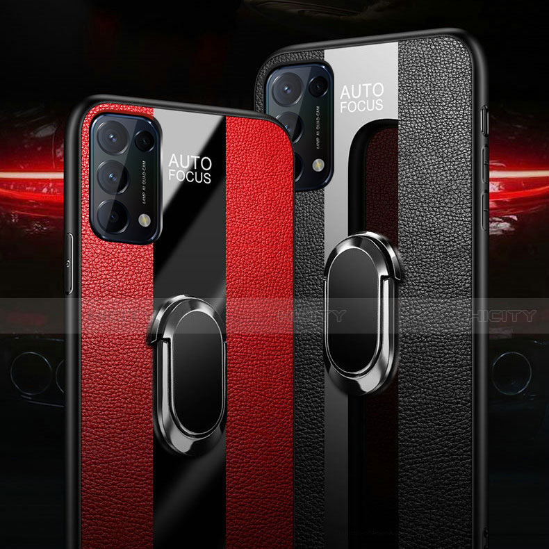 Funda Silicona Goma de Cuero Carcasa con Magnetico Anillo de dedo Soporte S01 para Oppo Find X3 Lite 5G