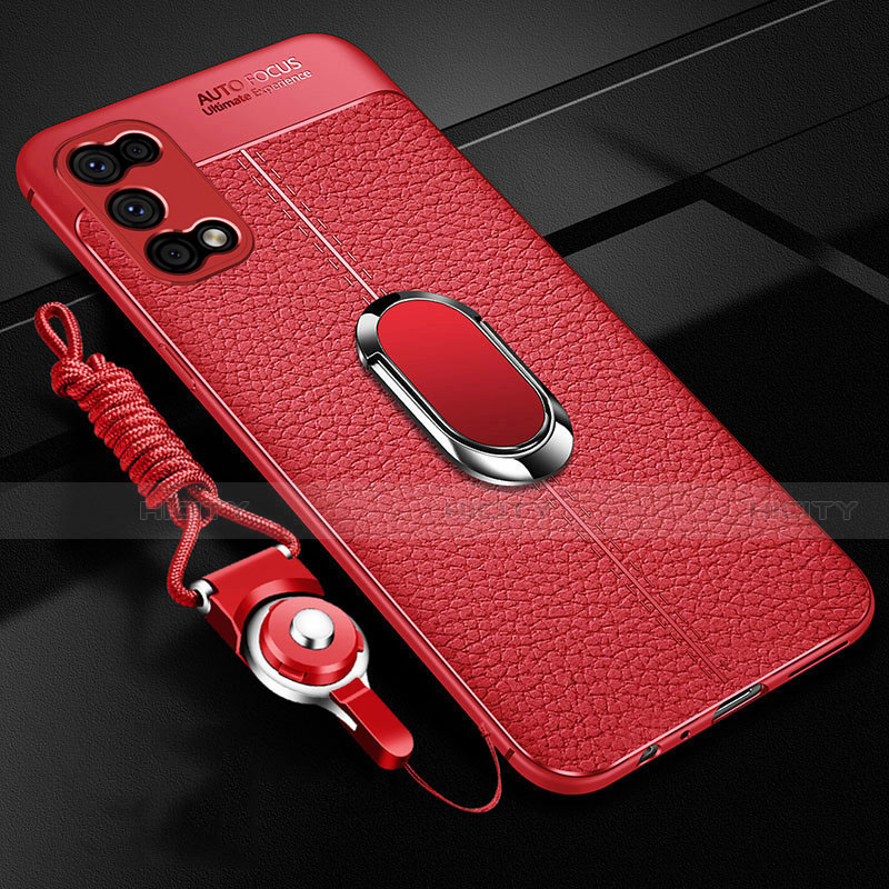 Funda Silicona Goma de Cuero Carcasa con Magnetico Anillo de dedo Soporte S01 para Realme V5 5G