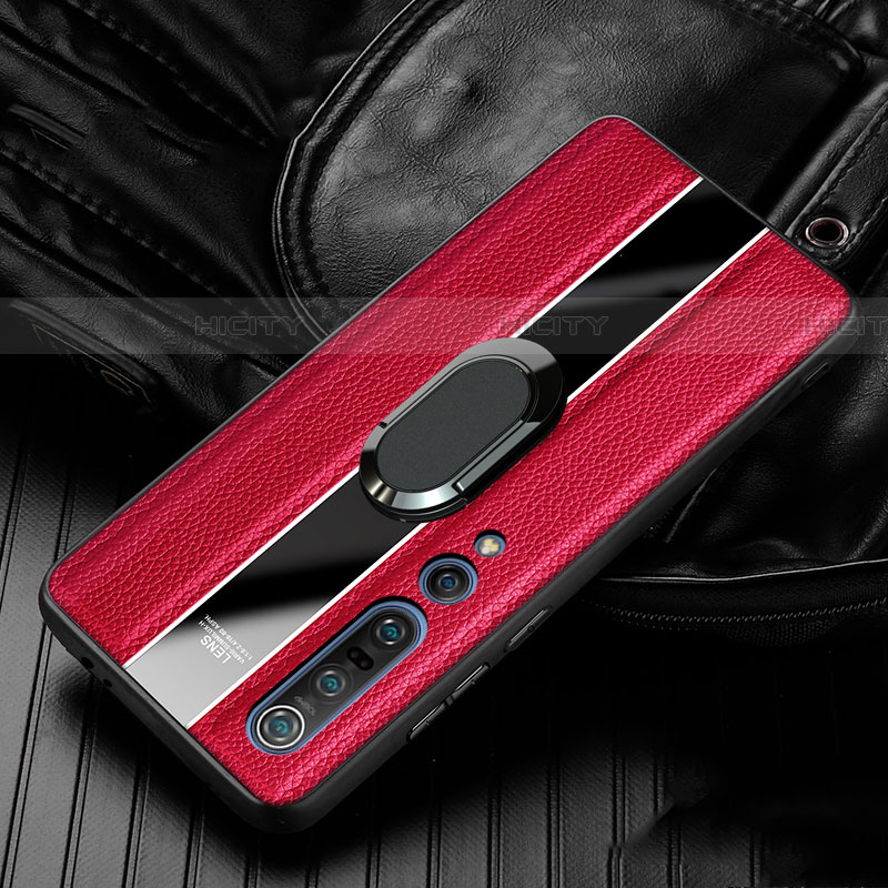 Funda Silicona Goma de Cuero Carcasa con Magnetico Anillo de dedo Soporte S01 para Xiaomi Mi 10 Pro