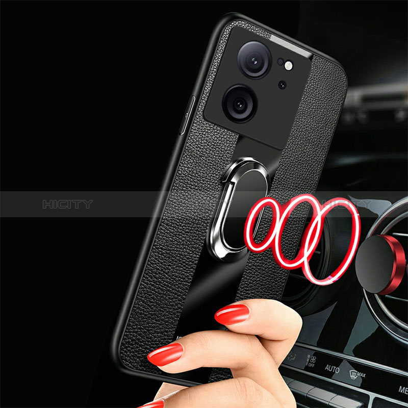 Funda Silicona Goma de Cuero Carcasa con Magnetico Anillo de dedo Soporte S01 para Xiaomi Mi 13T 5G