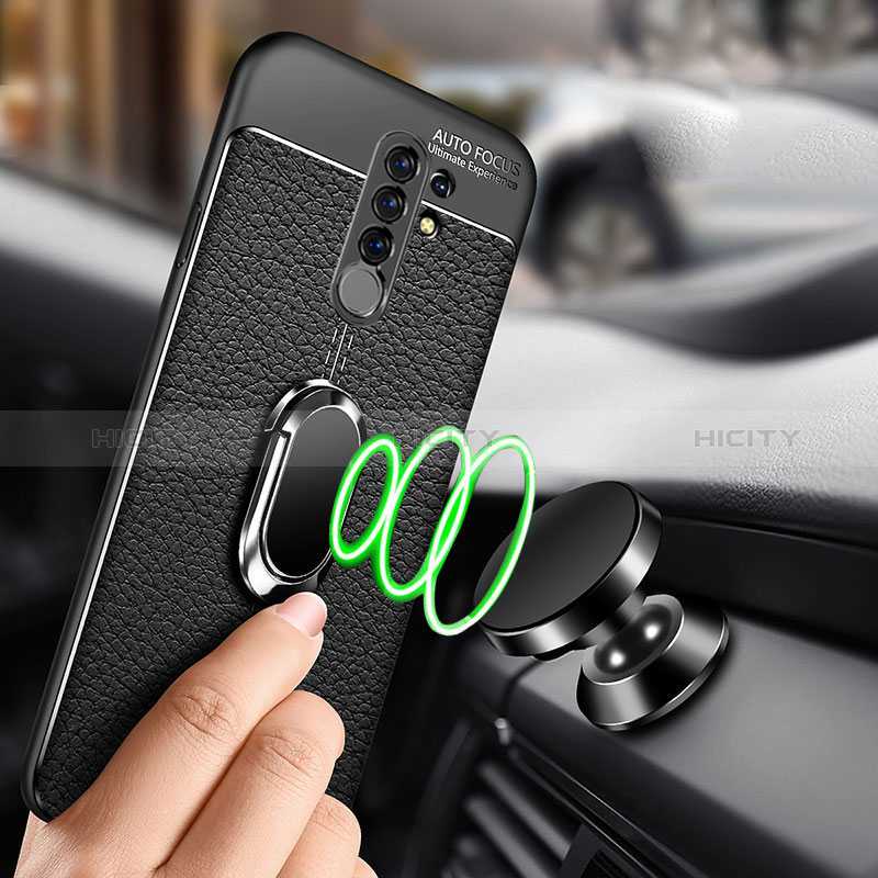 Funda Silicona Goma de Cuero Carcasa con Magnetico Anillo de dedo Soporte S01 para Xiaomi Poco M2