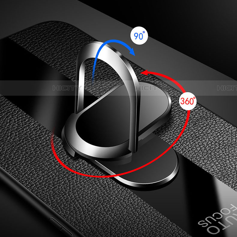 Funda Silicona Goma de Cuero Carcasa con Magnetico Anillo de dedo Soporte S02 para Huawei Nova 5i Pro