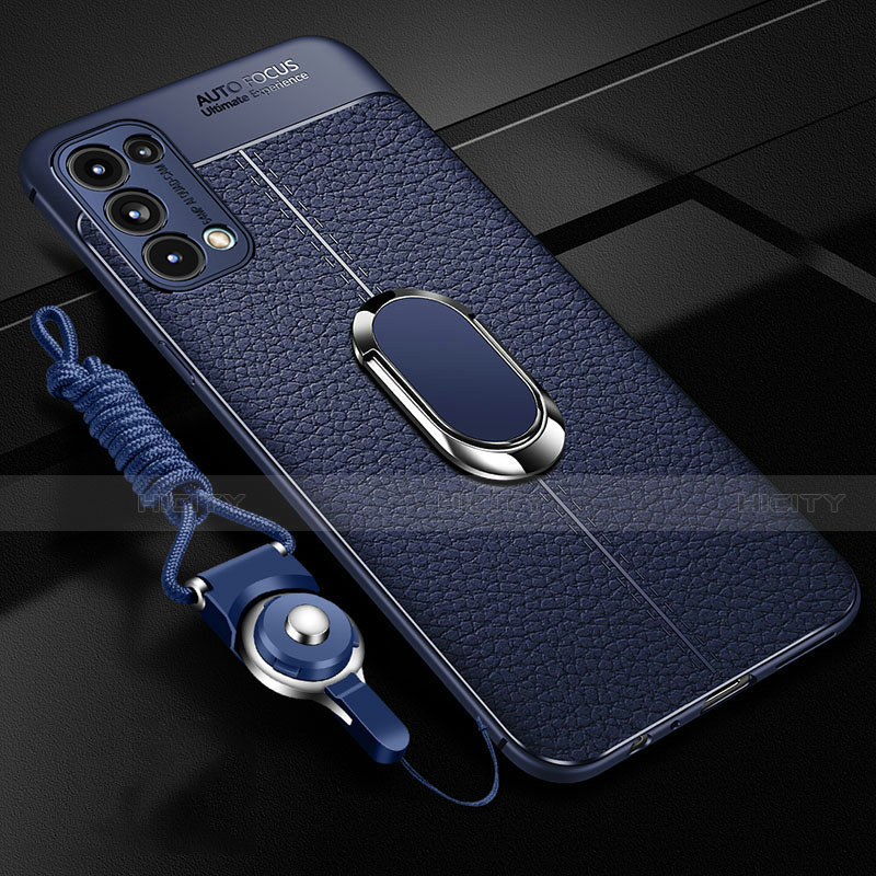 Funda Silicona Goma de Cuero Carcasa con Magnetico Anillo de dedo Soporte S02 para Oppo Find X3 Lite 5G