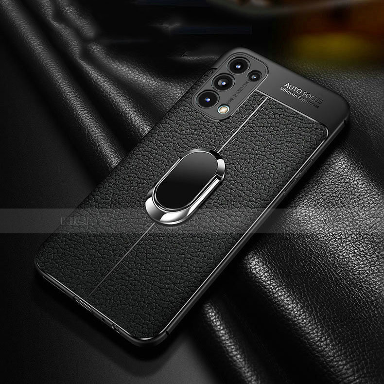 Funda Silicona Goma de Cuero Carcasa con Magnetico Anillo de dedo Soporte S02 para Oppo Find X3 Lite 5G