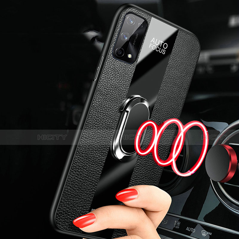 Funda Silicona Goma de Cuero Carcasa con Magnetico Anillo de dedo Soporte S02 para Oppo K7x 5G