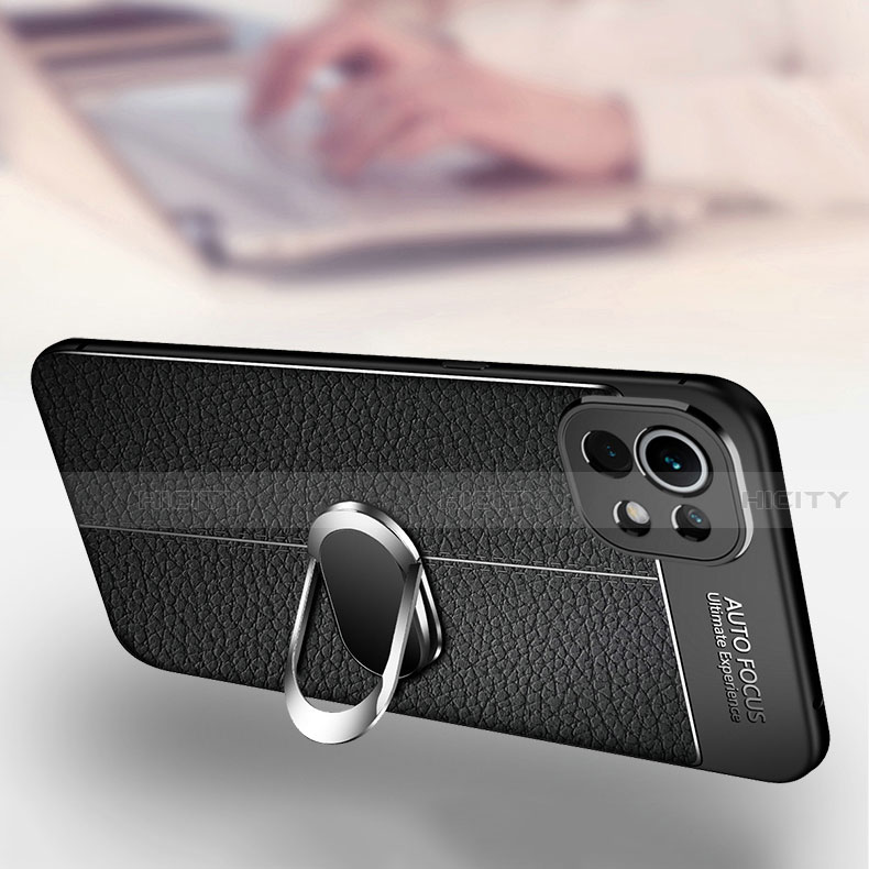 Funda Silicona Goma de Cuero Carcasa con Magnetico Anillo de dedo Soporte S02 para Xiaomi Mi 11 Lite 5G