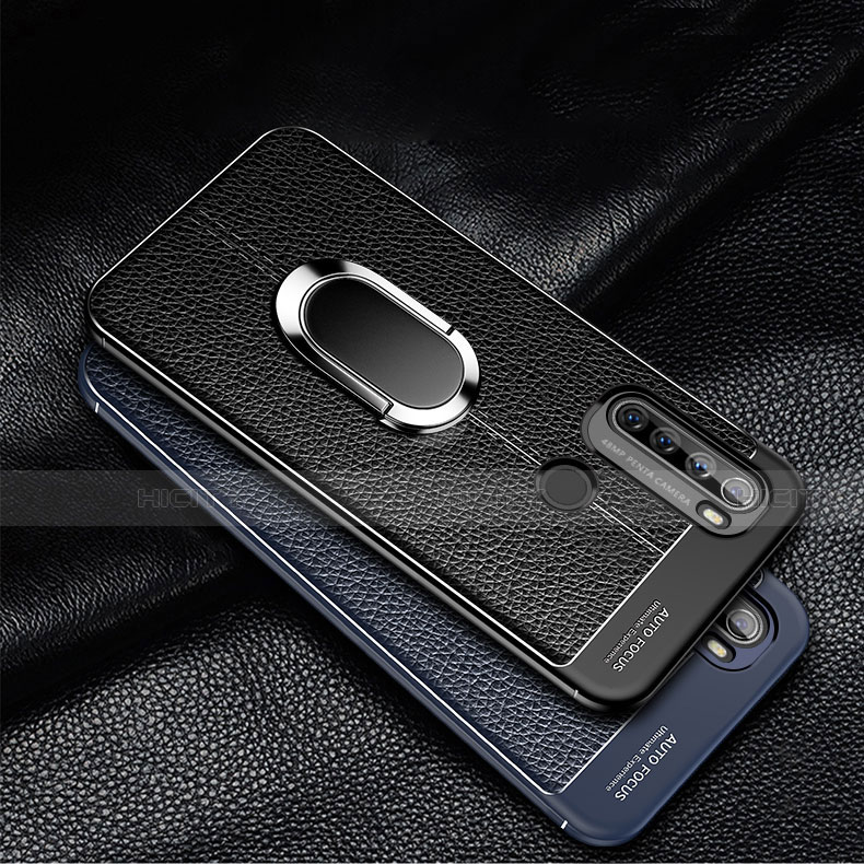 Funda Silicona Goma de Cuero Carcasa con Magnetico Anillo de dedo Soporte S03 para Xiaomi Redmi Note 8T