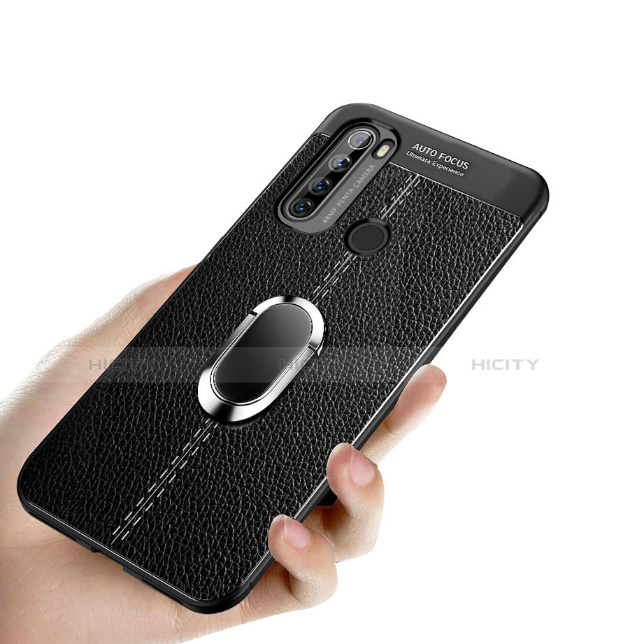 Funda Silicona Goma de Cuero Carcasa con Magnetico Anillo de dedo Soporte S03 para Xiaomi Redmi Note 8T