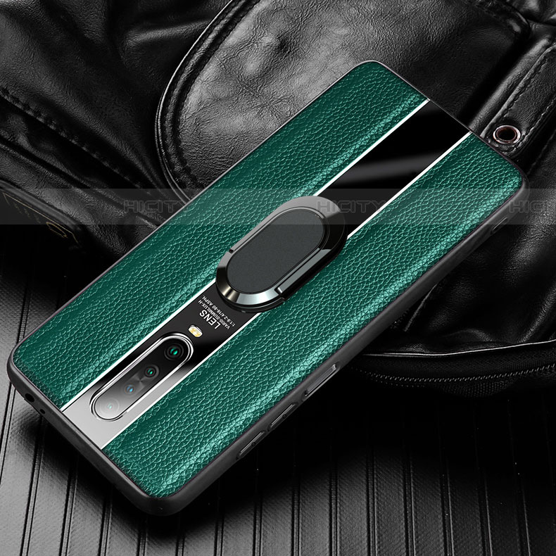 Funda Silicona Goma de Cuero Carcasa con Magnetico Anillo de dedo Soporte S04 para Xiaomi Poco X2 Verde