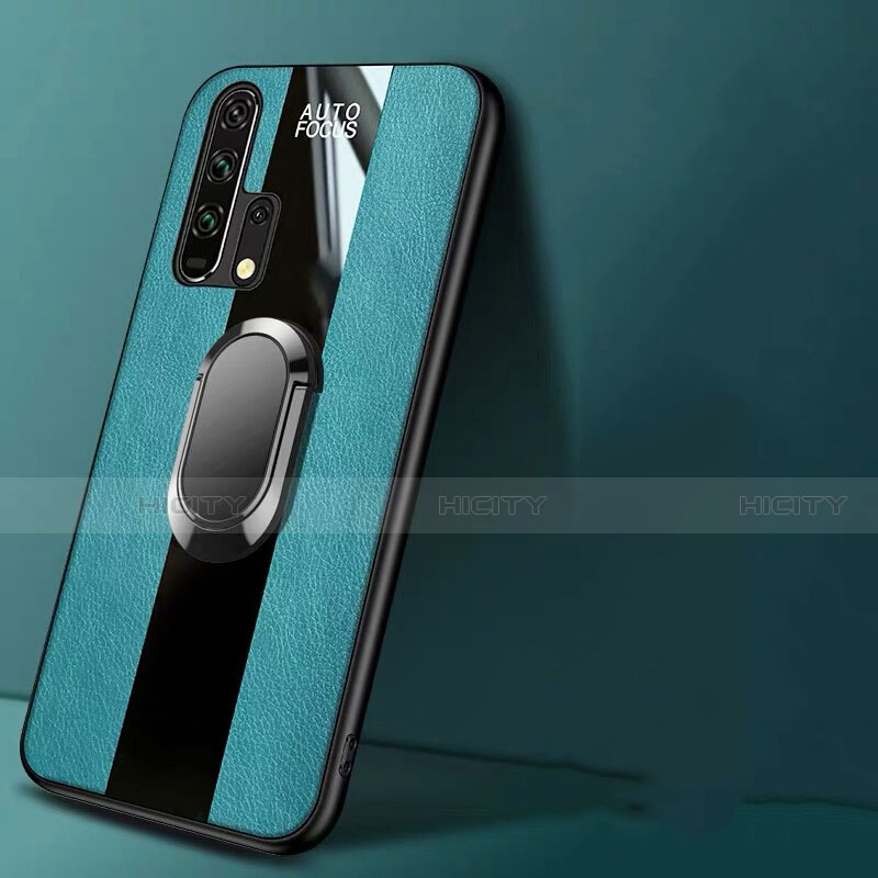 Funda Silicona Goma de Cuero Carcasa con Magnetico Anillo de dedo Soporte T01 para Huawei Honor 20 Pro Verde