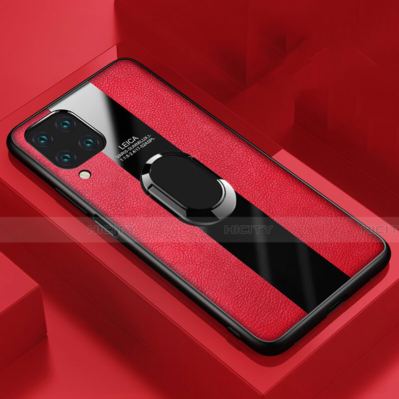 Funda Silicona Goma de Cuero Carcasa con Magnetico Anillo de dedo Soporte T01 para Huawei Nova 6 SE Rojo