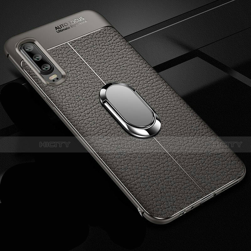 Funda Silicona Goma de Cuero Carcasa con Magnetico Anillo de dedo Soporte T01 para Huawei P30