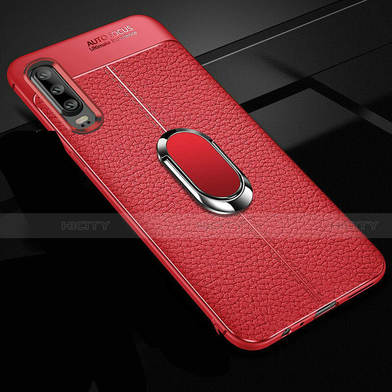 Funda Silicona Goma de Cuero Carcasa con Magnetico Anillo de dedo Soporte T01 para Huawei P30