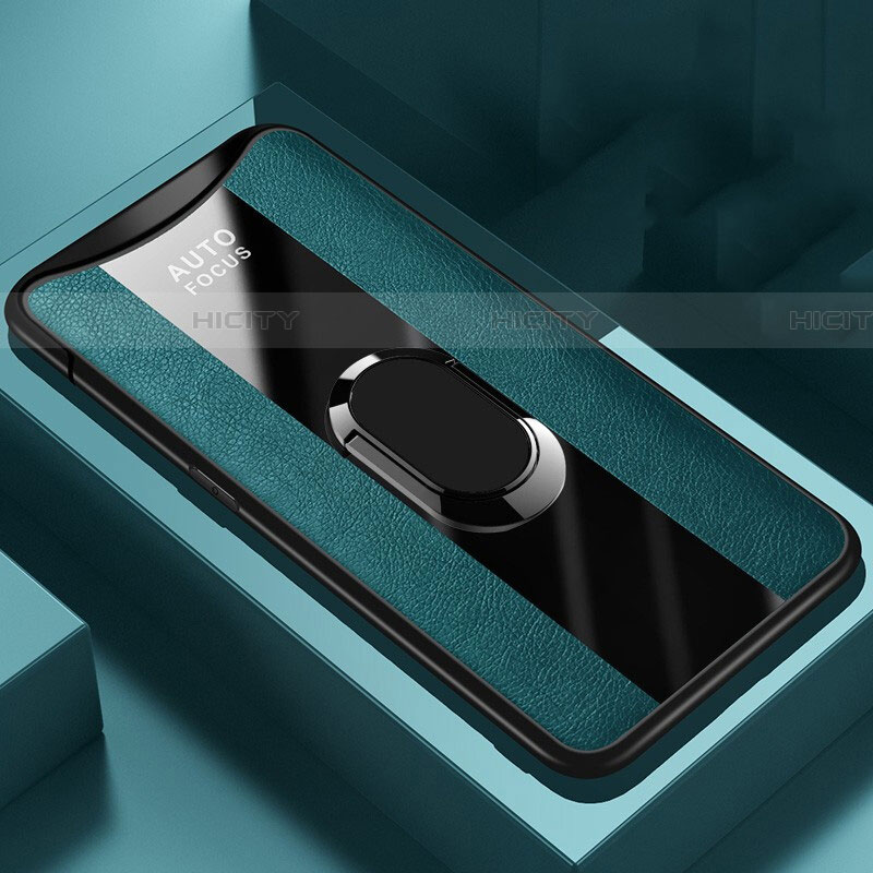 Funda Silicona Goma de Cuero Carcasa con Magnetico Anillo de dedo Soporte T01 para Oppo Find X