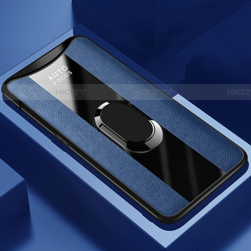 Funda Silicona Goma de Cuero Carcasa con Magnetico Anillo de dedo Soporte T01 para Oppo Find X