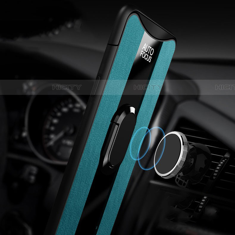 Funda Silicona Goma de Cuero Carcasa con Magnetico Anillo de dedo Soporte T01 para Oppo Find X