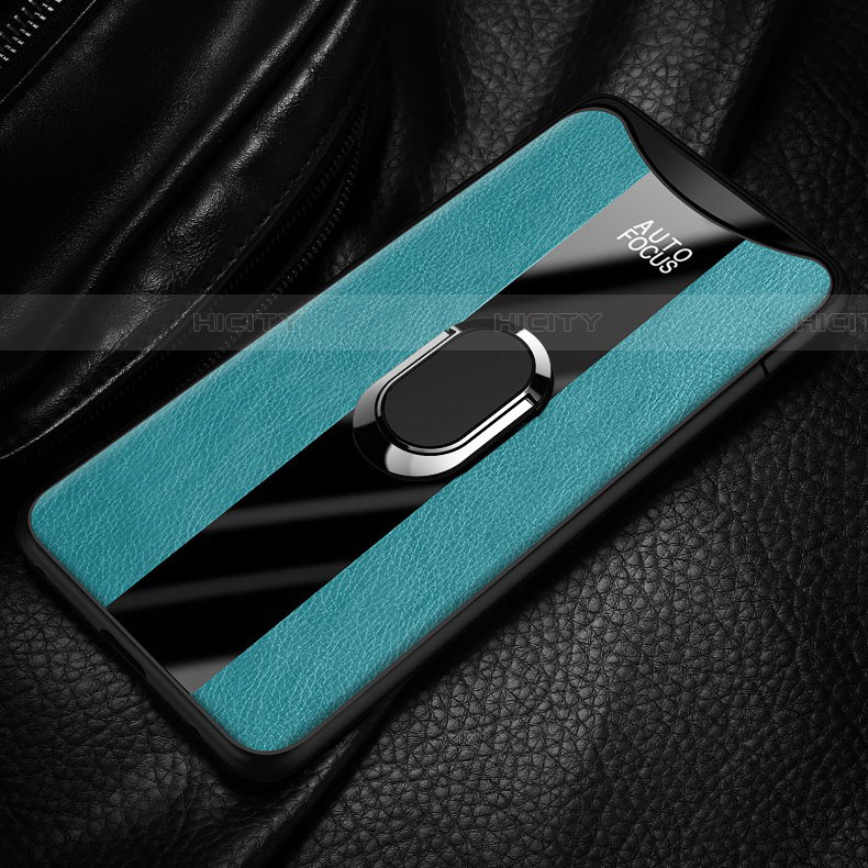 Funda Silicona Goma de Cuero Carcasa con Magnetico Anillo de dedo Soporte T01 para Oppo Find X