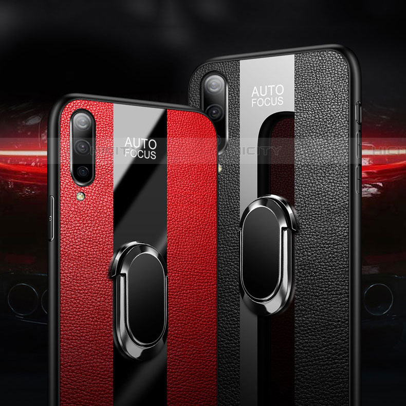 Funda Silicona Goma de Cuero Carcasa con Magnetico Anillo de dedo Soporte T01 para Samsung Galaxy A70