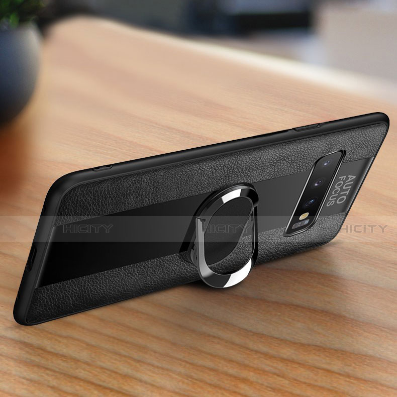 Funda Silicona Goma de Cuero Carcasa con Magnetico Anillo de dedo Soporte T01 para Samsung Galaxy S10