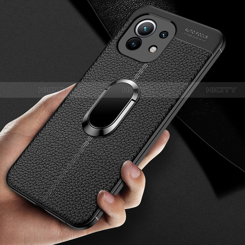 Funda Silicona Goma de Cuero Carcasa con Magnetico Anillo de dedo Soporte T01 para Xiaomi Mi 11 5G