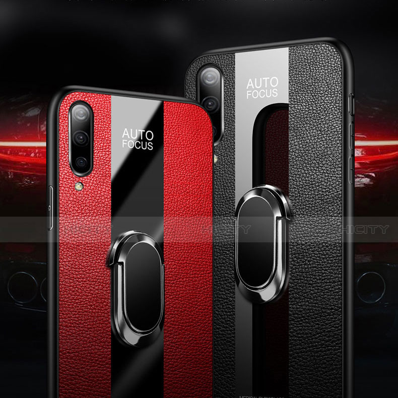 Funda Silicona Goma de Cuero Carcasa con Magnetico Anillo de dedo Soporte T01 para Xiaomi Mi A3