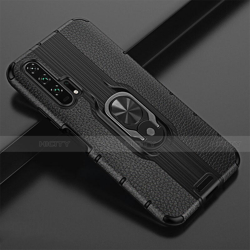 Funda Silicona Goma de Cuero Carcasa con Magnetico Anillo de dedo Soporte T02 para Huawei Honor 20 Pro