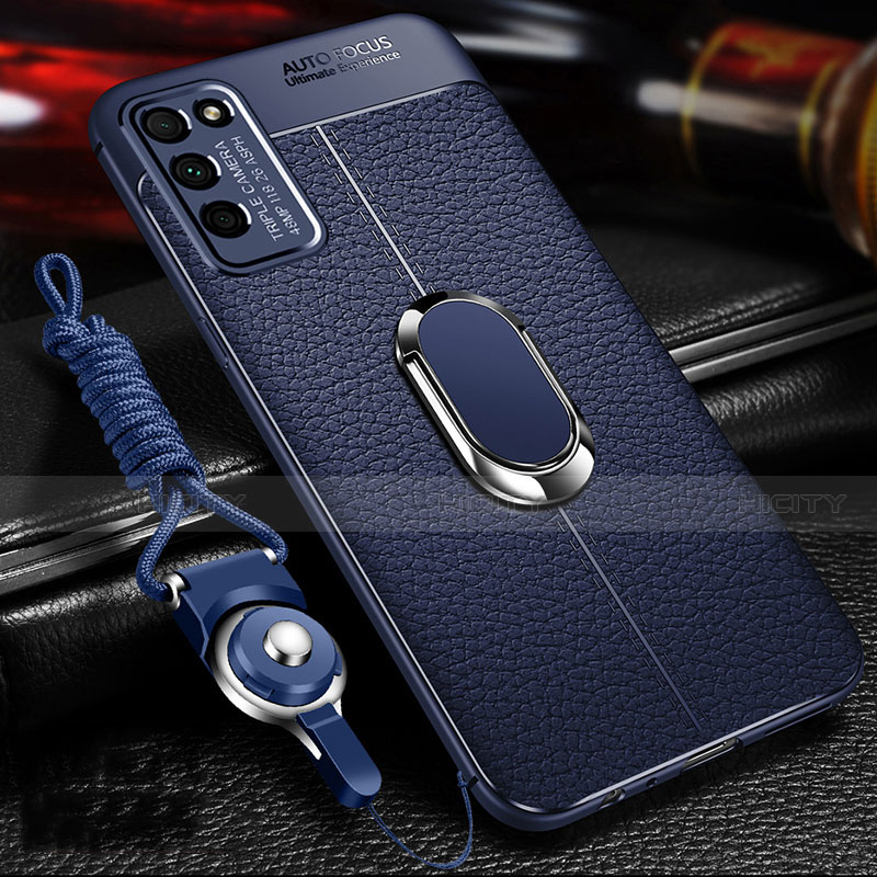 Funda Silicona Goma de Cuero Carcasa con Magnetico Anillo de dedo Soporte T02 para Huawei Honor 30 Lite 5G