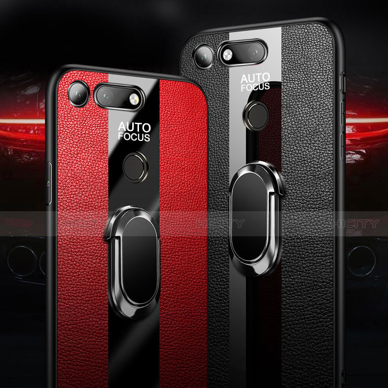 Funda Silicona Goma de Cuero Carcasa con Magnetico Anillo de dedo Soporte T02 para Huawei Honor View 20