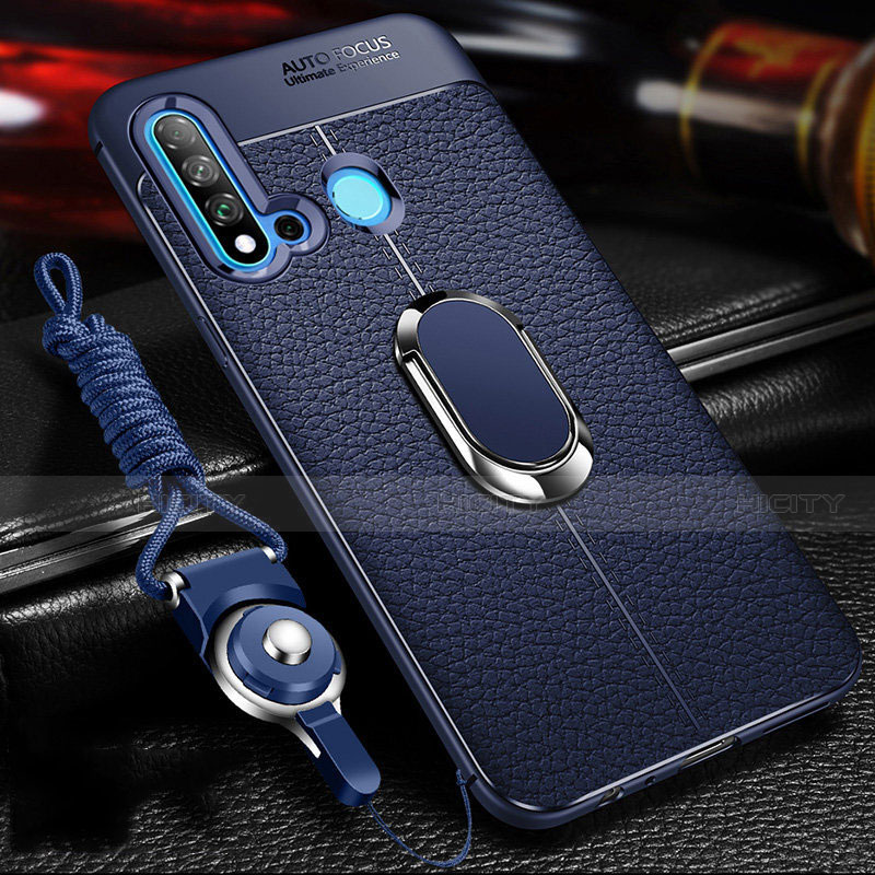 Funda Silicona Goma de Cuero Carcasa con Magnetico Anillo de dedo Soporte T02 para Huawei Nova 5i