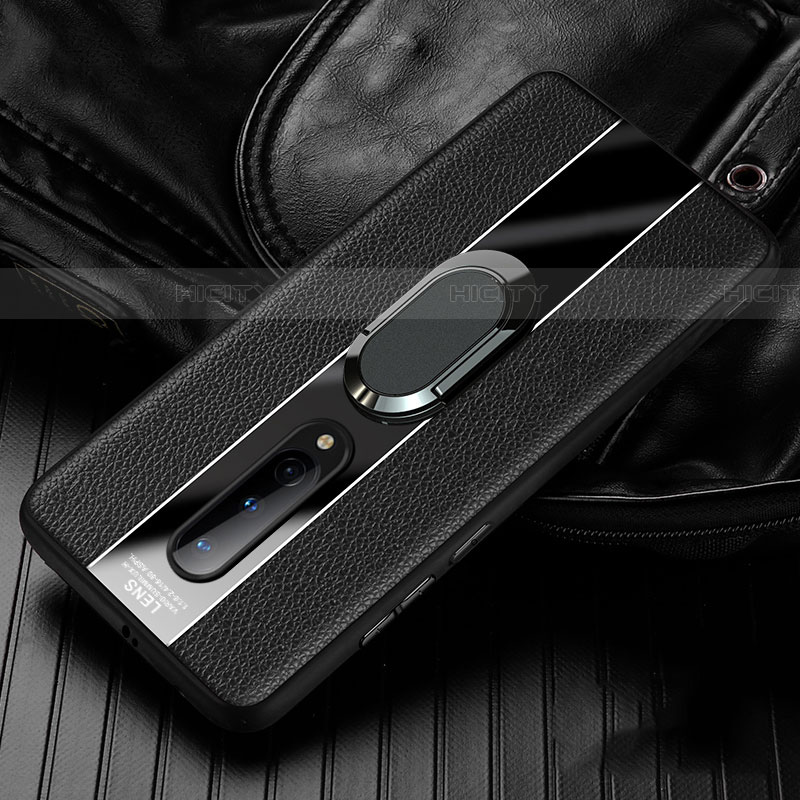 Funda Silicona Goma de Cuero Carcasa con Magnetico Anillo de dedo Soporte T02 para OnePlus 8