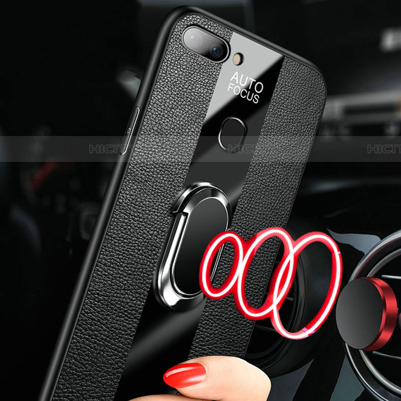 Funda Silicona Goma de Cuero Carcasa con Magnetico Anillo de dedo Soporte T02 para Oppo RX17 Neo