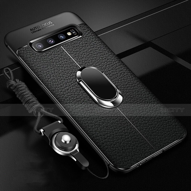 Funda Silicona Goma de Cuero Carcasa con Magnetico Anillo de dedo Soporte T02 para Samsung Galaxy S10