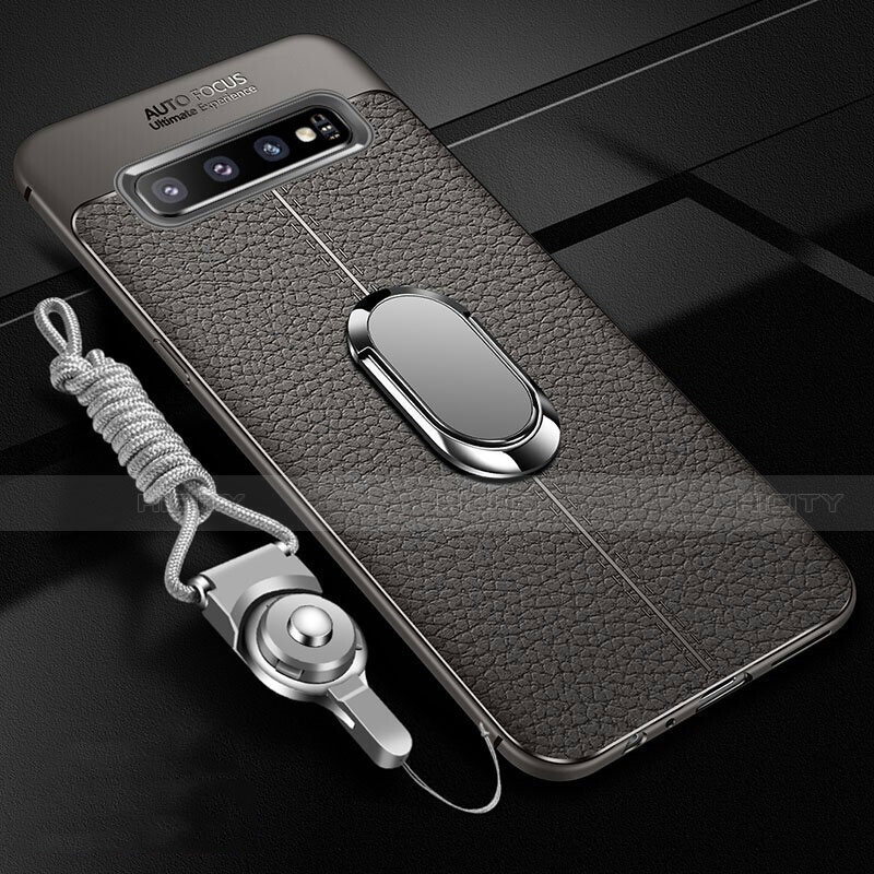 Funda Silicona Goma de Cuero Carcasa con Magnetico Anillo de dedo Soporte T02 para Samsung Galaxy S10 5G