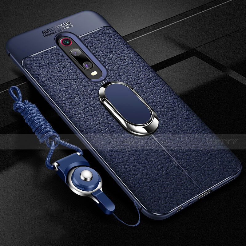 Funda Silicona Goma de Cuero Carcasa con Magnetico Anillo de dedo Soporte T02 para Xiaomi Mi 9T