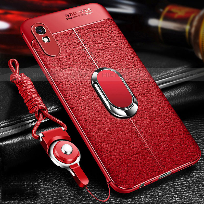 Funda Silicona Goma de Cuero Carcasa con Magnetico Anillo de dedo Soporte T02 para Xiaomi Redmi 9A