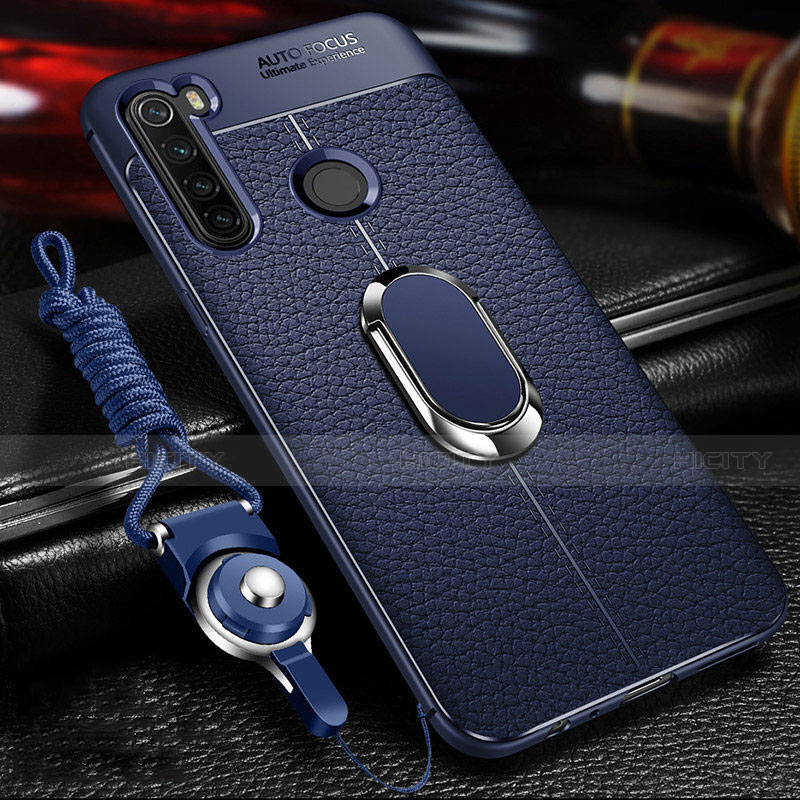 Funda Silicona Goma de Cuero Carcasa con Magnetico Anillo de dedo Soporte T02 para Xiaomi Redmi Note 8 (2021)