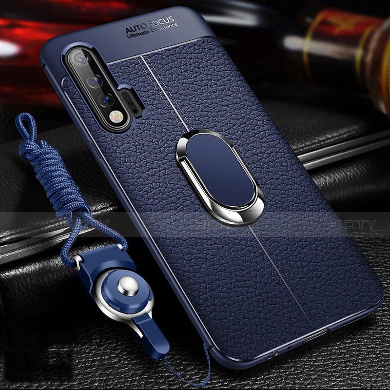 Funda Silicona Goma de Cuero Carcasa con Magnetico Anillo de dedo Soporte T03 para Huawei Nova 6 5G