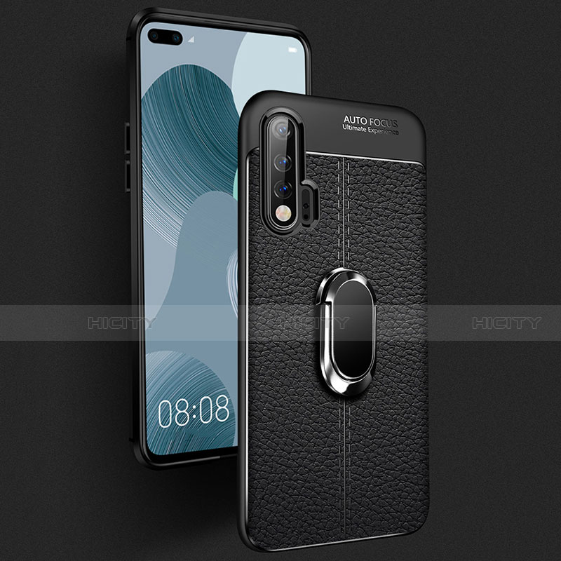 Funda Silicona Goma de Cuero Carcasa con Magnetico Anillo de dedo Soporte T03 para Huawei Nova 6 5G