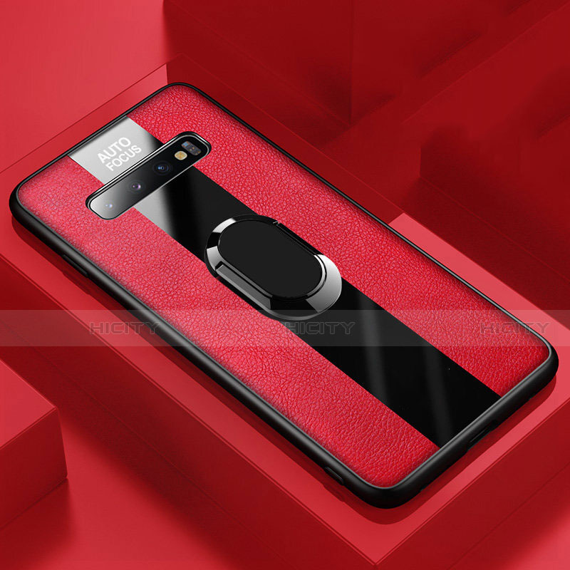 Funda Silicona Goma de Cuero Carcasa con Magnetico Anillo de dedo Soporte T03 para Samsung Galaxy S10 5G